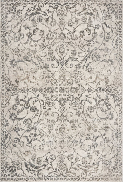 8' Ivory And Brown Floral Medallion Runner Rug