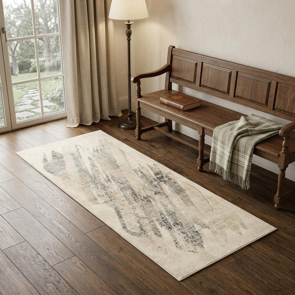 3' X 5' Gray And Ivory Abstract Distressed Area Rug