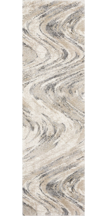 7' Natural Abstract Runner Rug