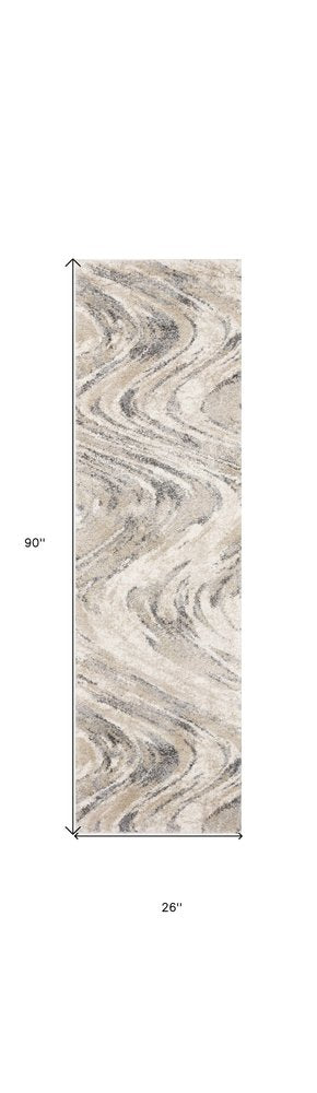 3' X 5' Gray And Tan Abstract Area Rug