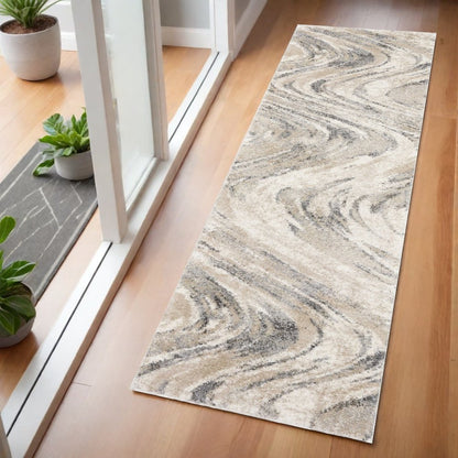 3' X 5' Gray And Tan Abstract Area Rug