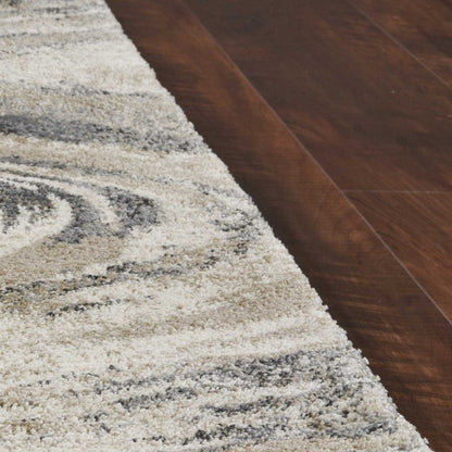 7' Natural Abstract Runner Rug