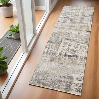 3' X 5' Gray And Tan Abstract Area Rug