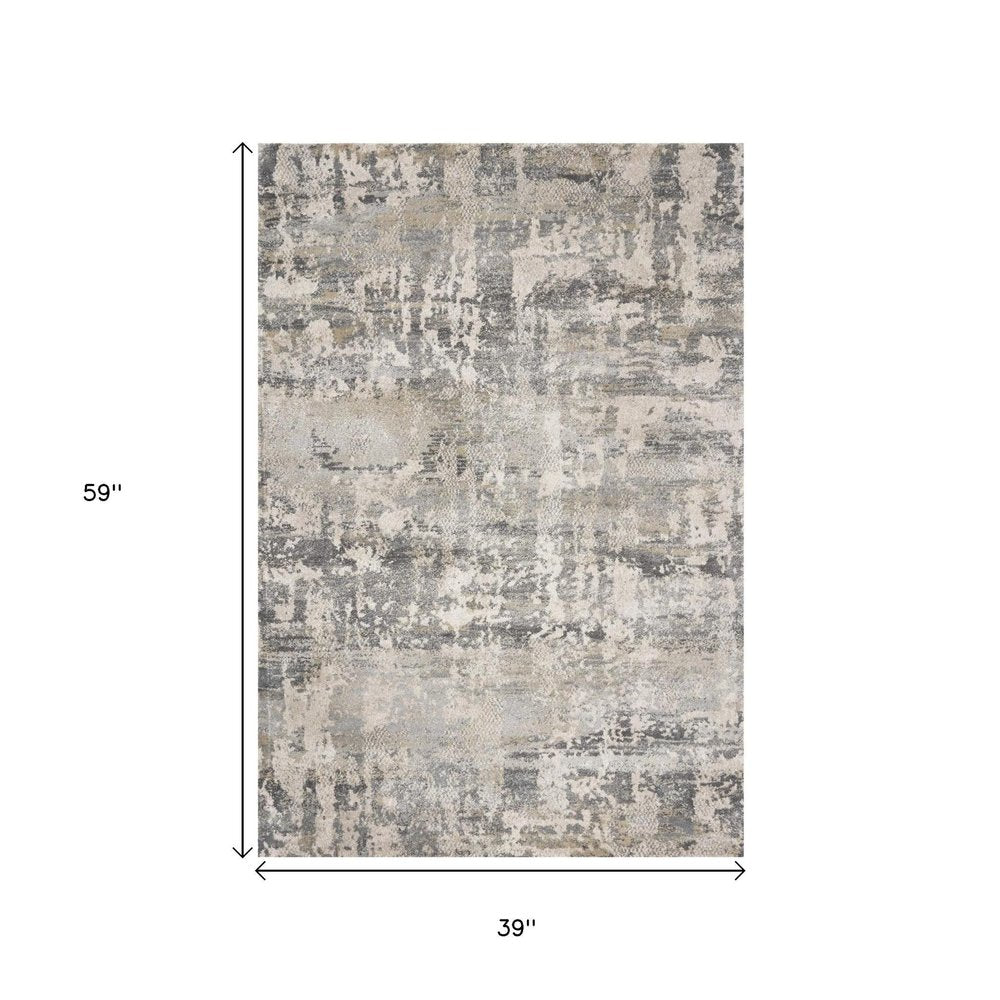 3' X 5' Gray And Tan Abstract Area Rug
