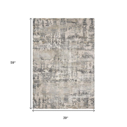 3' X 5' Gray And Tan Abstract Area Rug