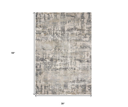 7' Natural Abstract Runner Rug