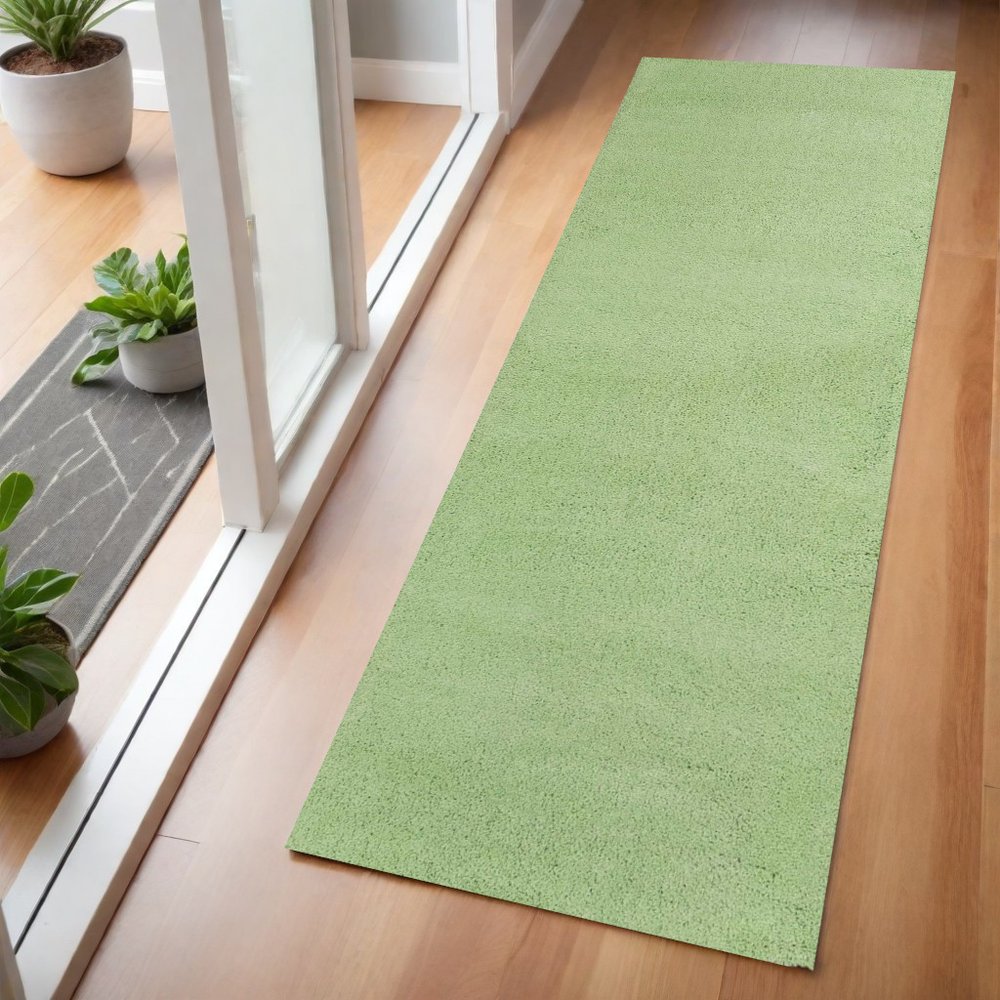3' X 5' Green Shag Hand Woven Area Rug