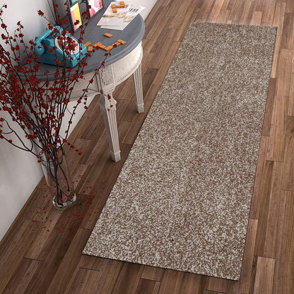 8' Beige And Brown Abstract Hand Woven Runner Rug
