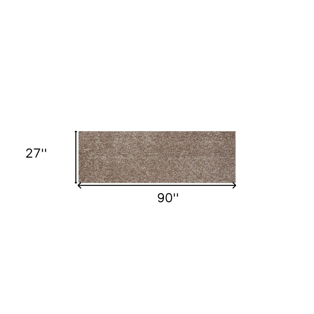 8' Beige And Brown Abstract Hand Woven Runner Rug