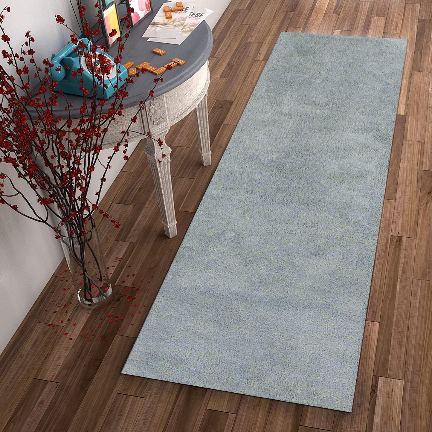 8' Blue Heather Indoor Shag Runner Rug