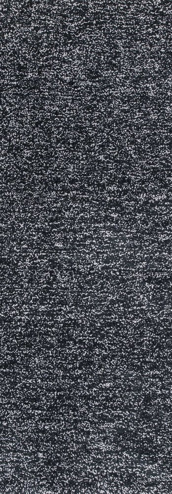 3' X 5' Black And White Shag Hand Woven Area Rug