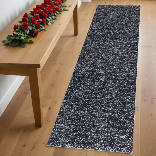 8' Black Heather Plain Runner Rug