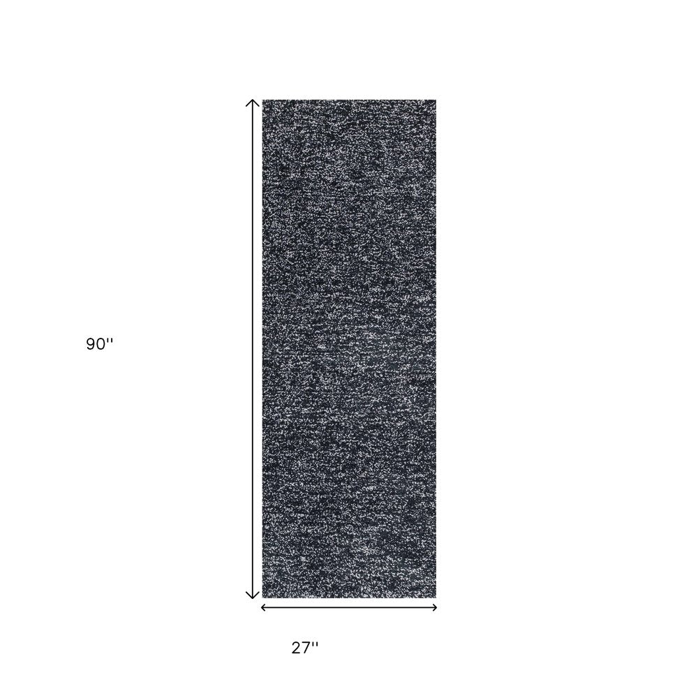 3' X 5' Black And White Shag Hand Woven Area Rug