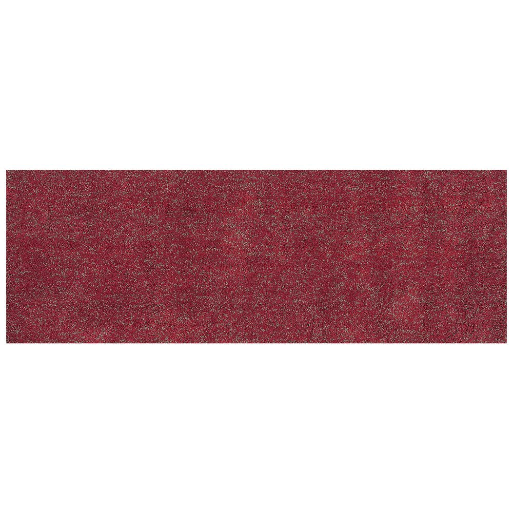 8' Red Shag Hand Woven Runner Rug