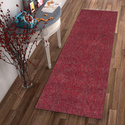 8' Red Shag Hand Woven Runner Rug