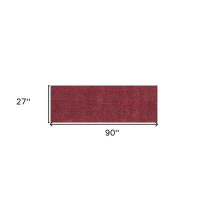 8' Red Shag Hand Woven Runner Rug