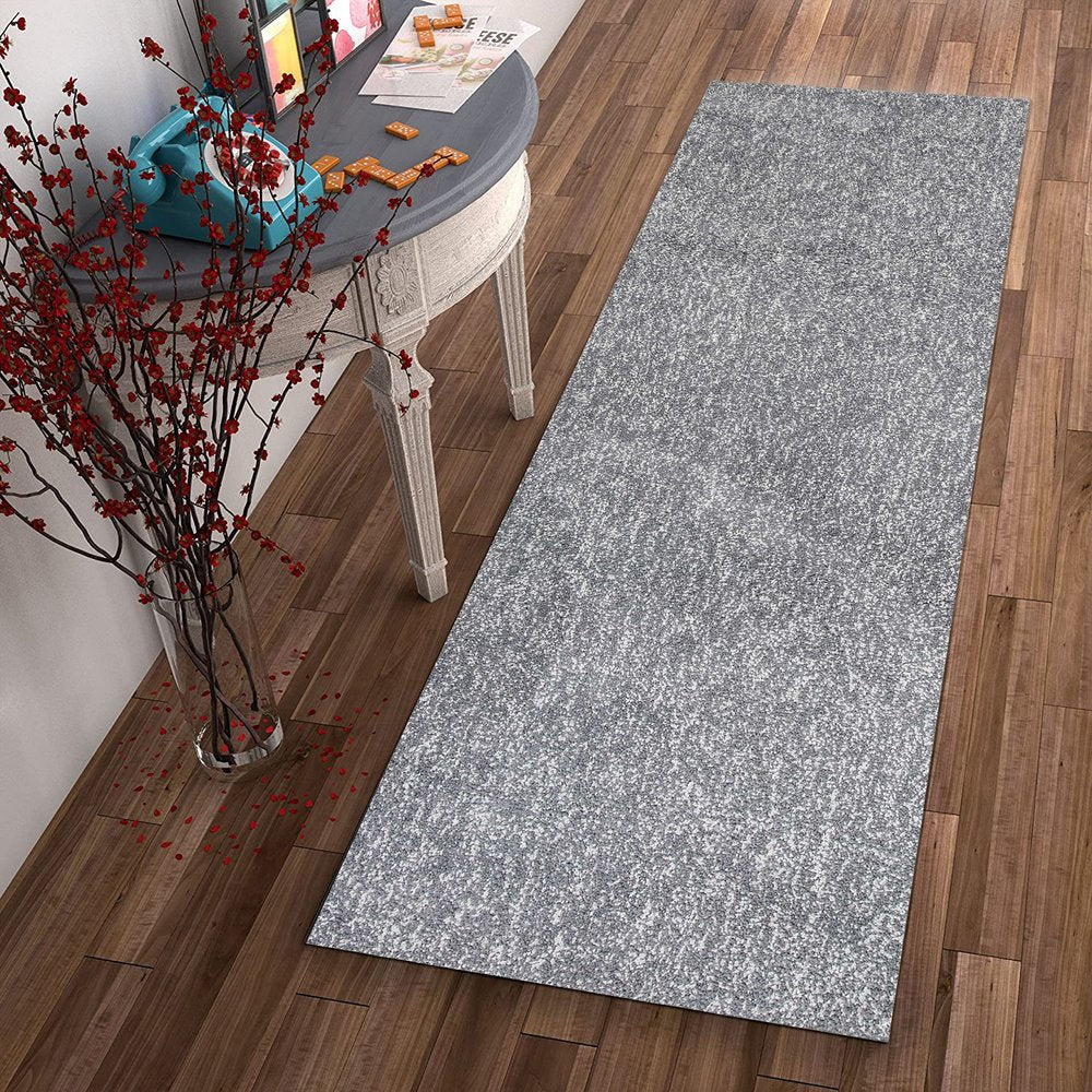 8' Gray Shag Hand Woven Runner Rug