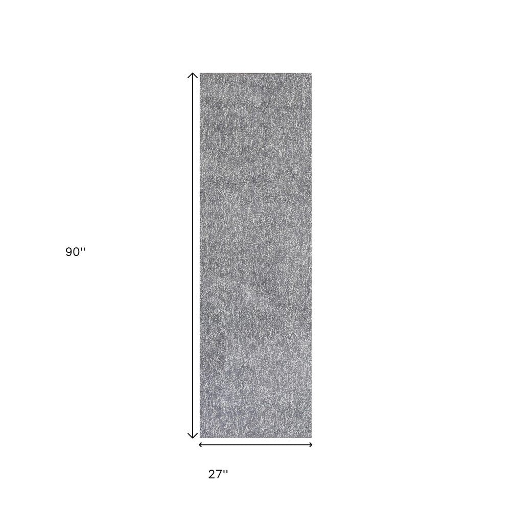 8' Gray Shag Hand Woven Runner Rug