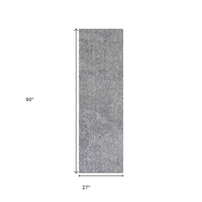 8' Gray Shag Hand Woven Runner Rug