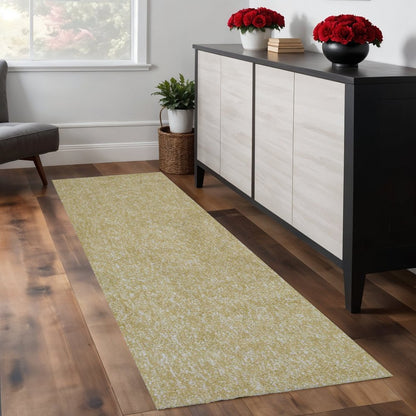 8' Yellow Shag Hand Woven Runner Rug