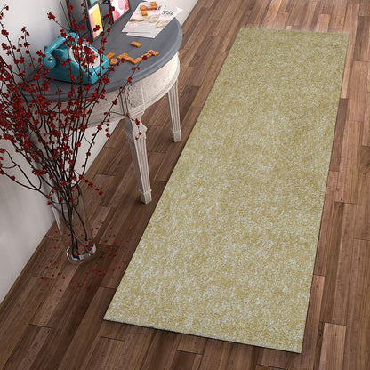 8' Yellow Shag Hand Woven Runner Rug