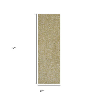 8' Yellow Shag Hand Woven Runner Rug