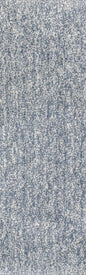 8' Slate Blue And Ivory Abstract Shag Hand Woven Runner Rug