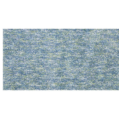 8' Blue And White Abstract Shag Hand Woven Runner Rug