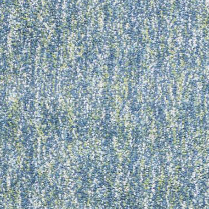 8' Blue And White Abstract Shag Hand Woven Runner Rug