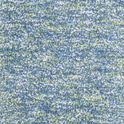 8' Blue And White Abstract Shag Hand Woven Runner Rug