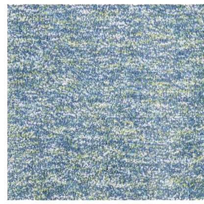 8' Blue And White Abstract Shag Hand Woven Runner Rug