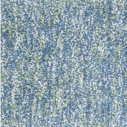 8' Blue And White Abstract Shag Hand Woven Runner Rug