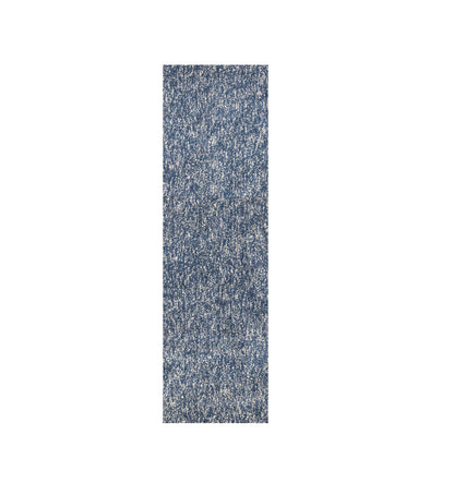 8' Indigo Or Ivory Heather Plain Runner Rug