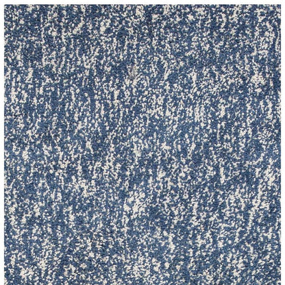 8' Indigo And Ivory Abstract Shag Hand Woven Runner Rug