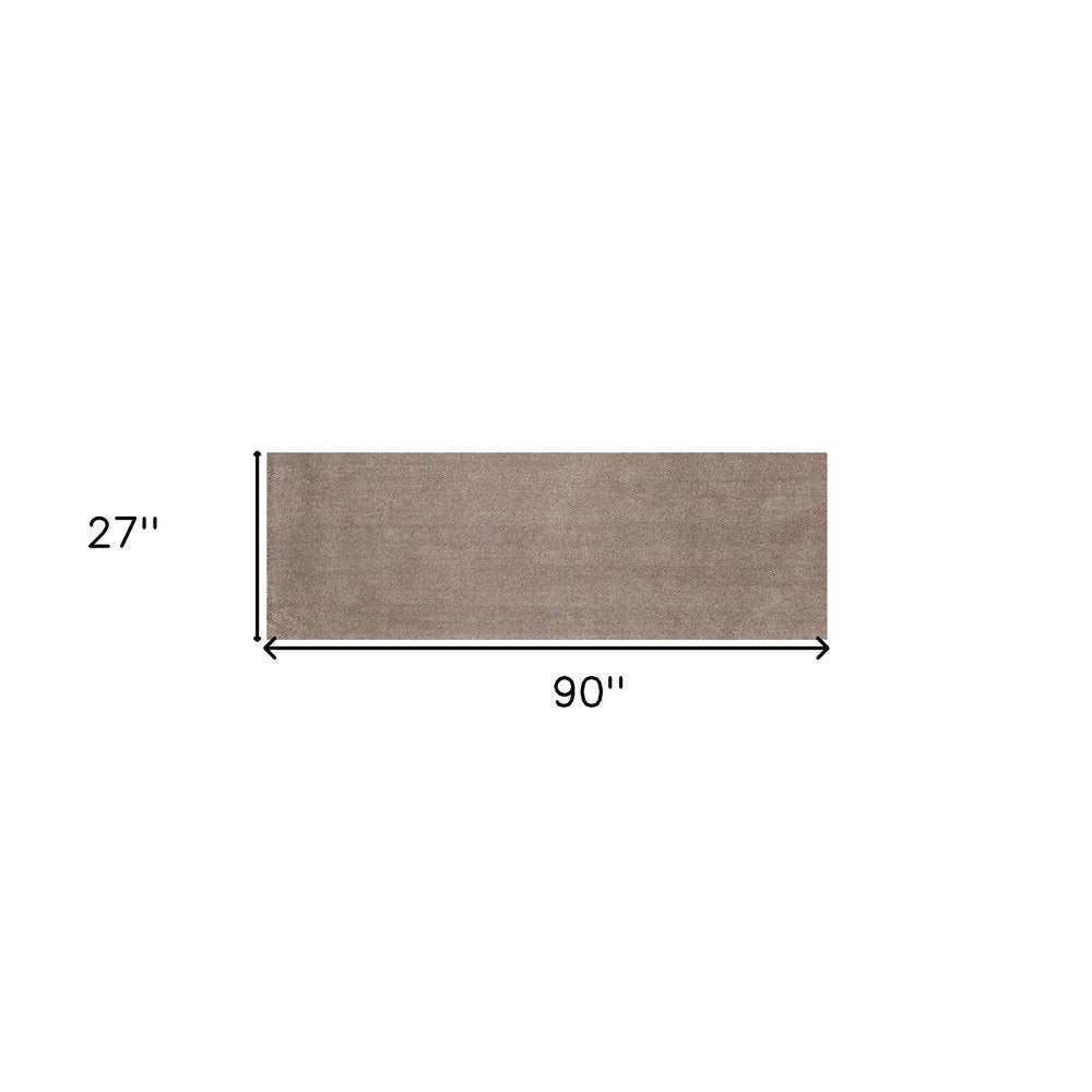 3' X 5' Beige Shag Hand Woven Area Rug