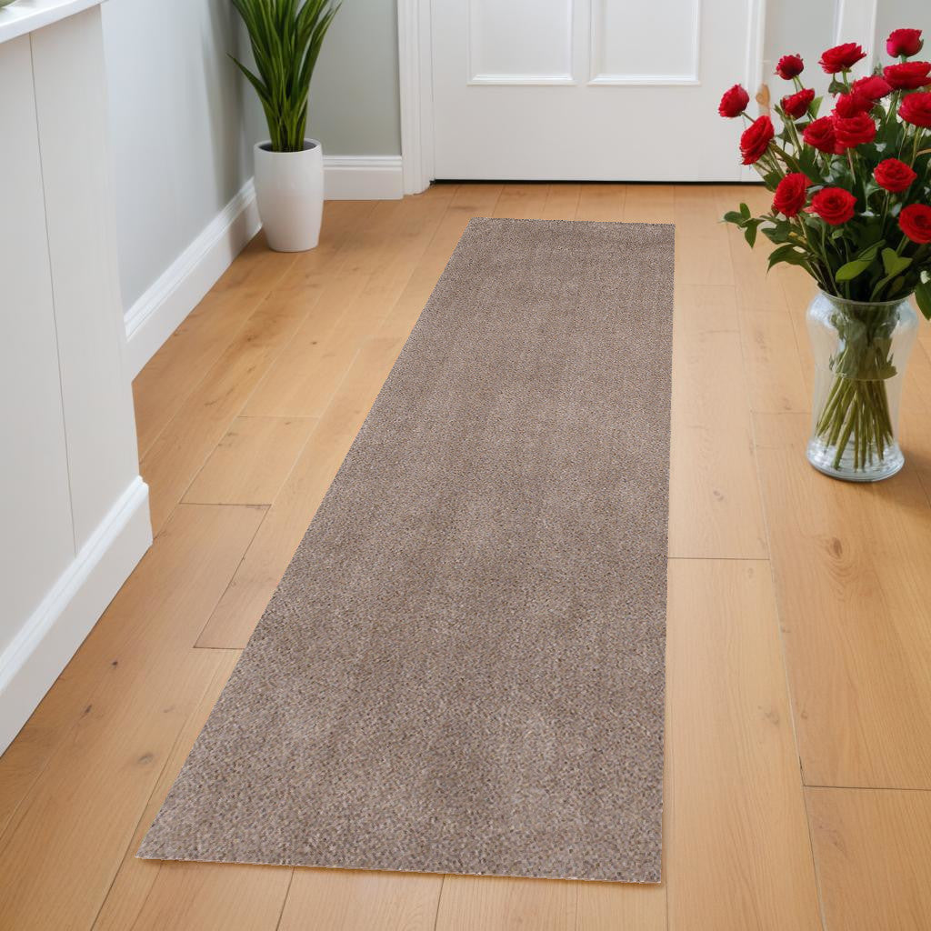 8' Beige Plain Runner Rug