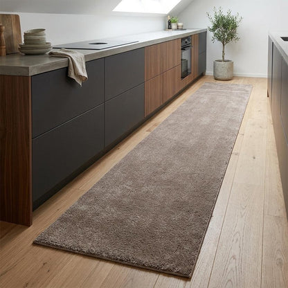 8' Beige Plain Runner Rug