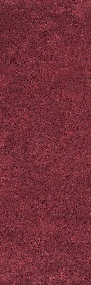 8' Red Shag Hand Woven Runner Rug