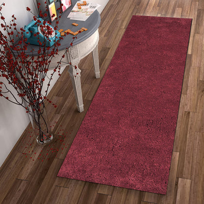 8' Red Plain Runner Rug