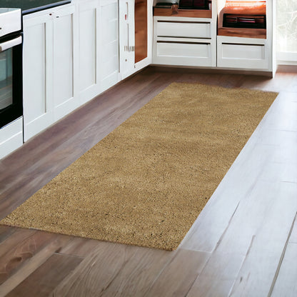 8' Gold Indoor Shag Runner Rug