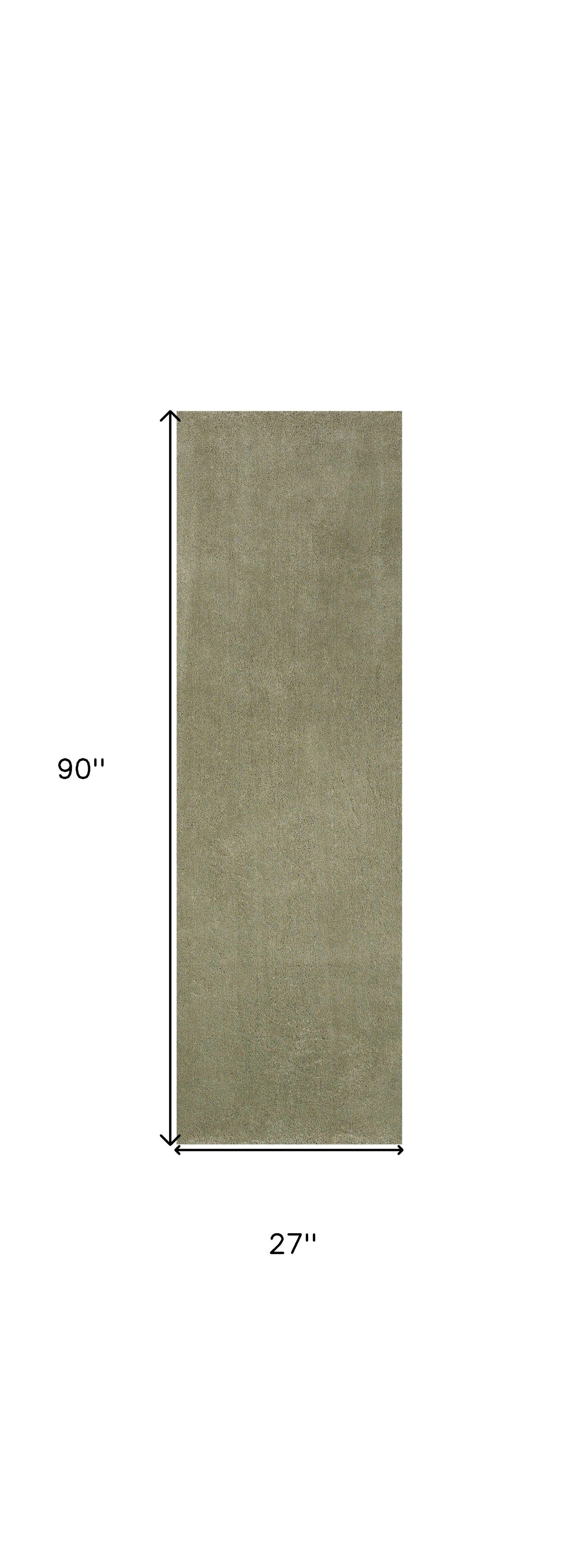 8' Runner Sage Green Hand Woven Runner Rug