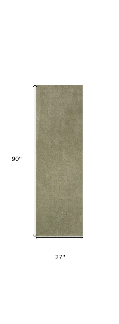 8' Runner Sage Green Hand Woven Runner Rug