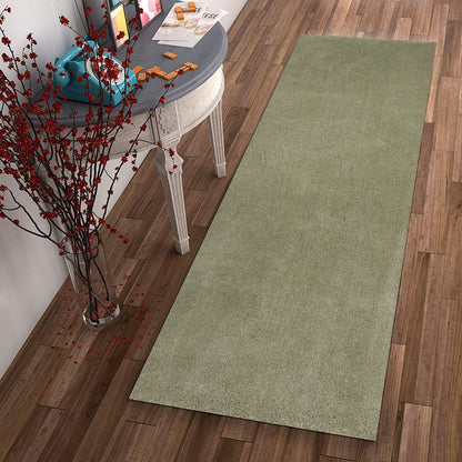 8' Runner Sage Green Hand Woven Runner Rug