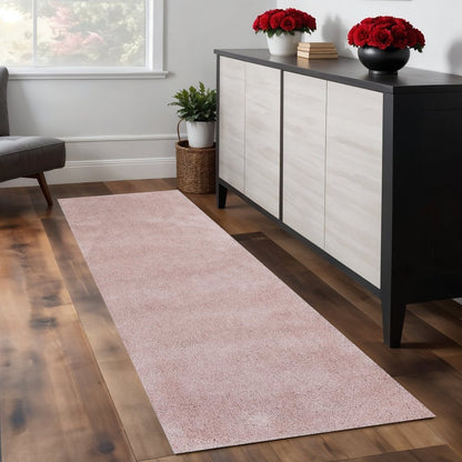 8' Pink Shag Hand Woven Runner Rug