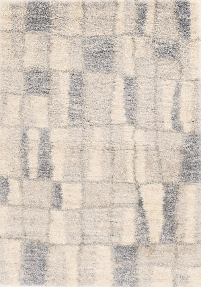7' X 9' Ivory and Blue Area Rug