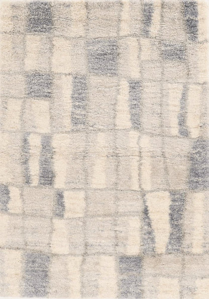 7' X 9' Ivory and Blue Area Rug