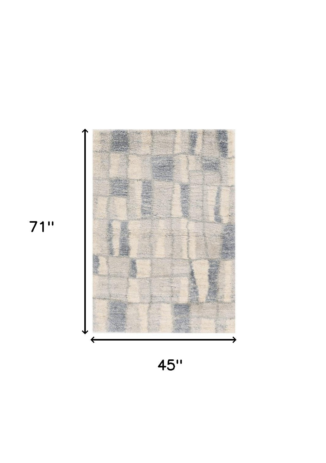 7' X 9' Ivory and Blue Area Rug