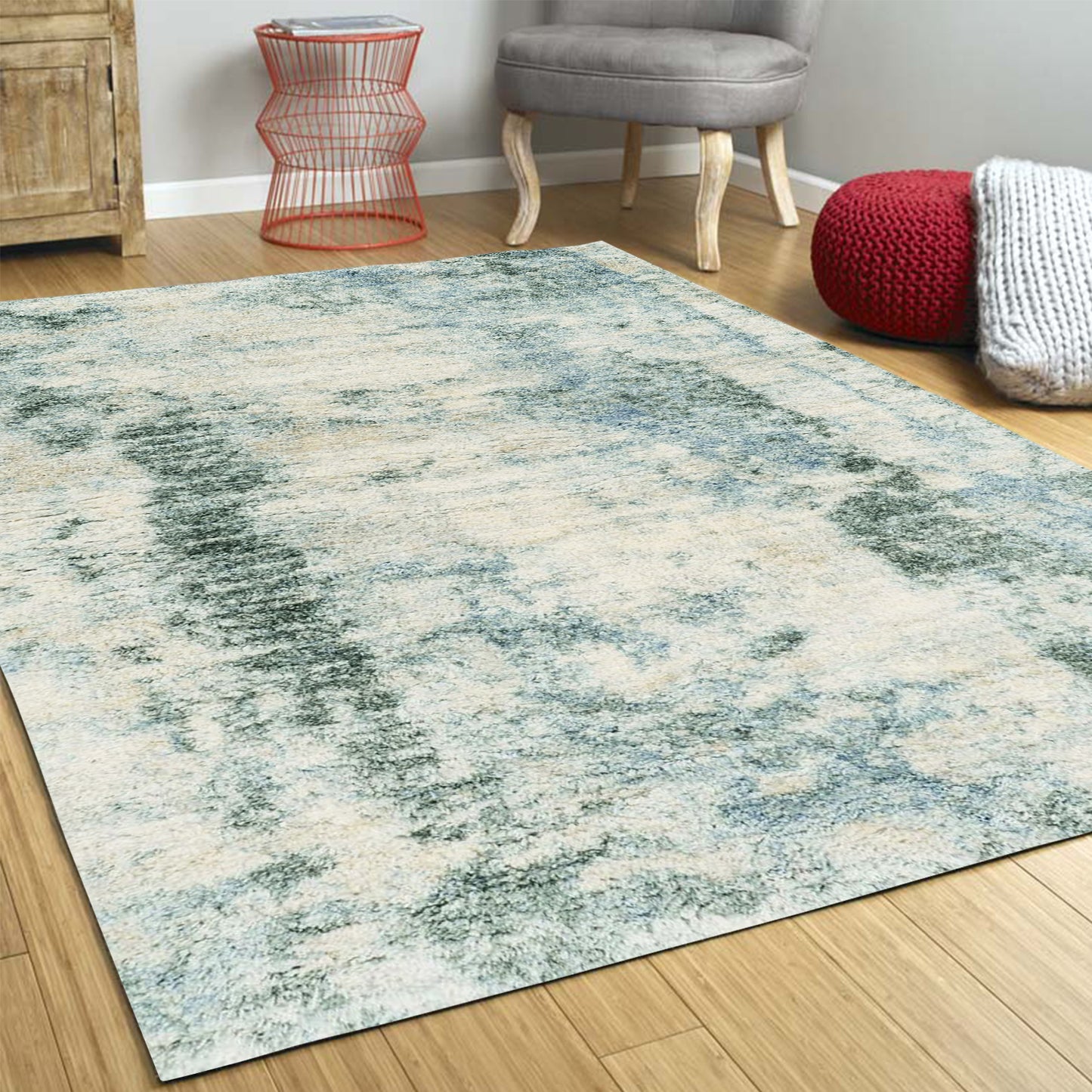 4' X 6' Ivory And Blue Area Rug