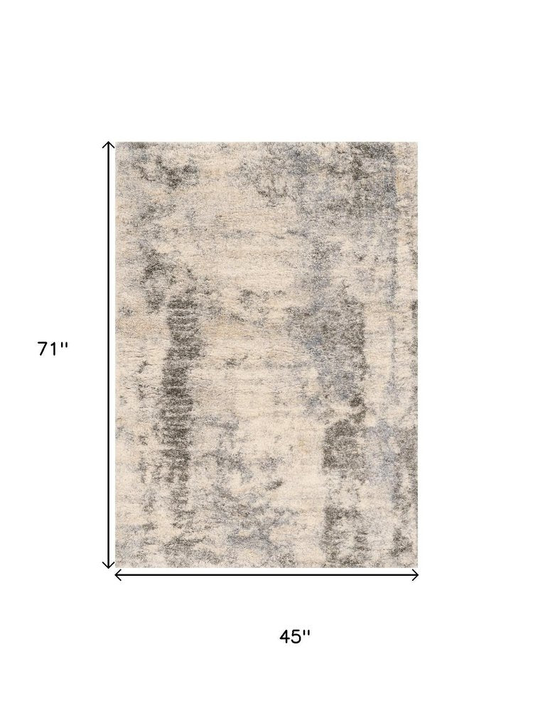 4' X 6' Ivory And Blue Area Rug