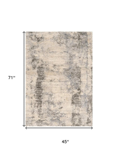 4' X 6' Ivory And Blue Area Rug